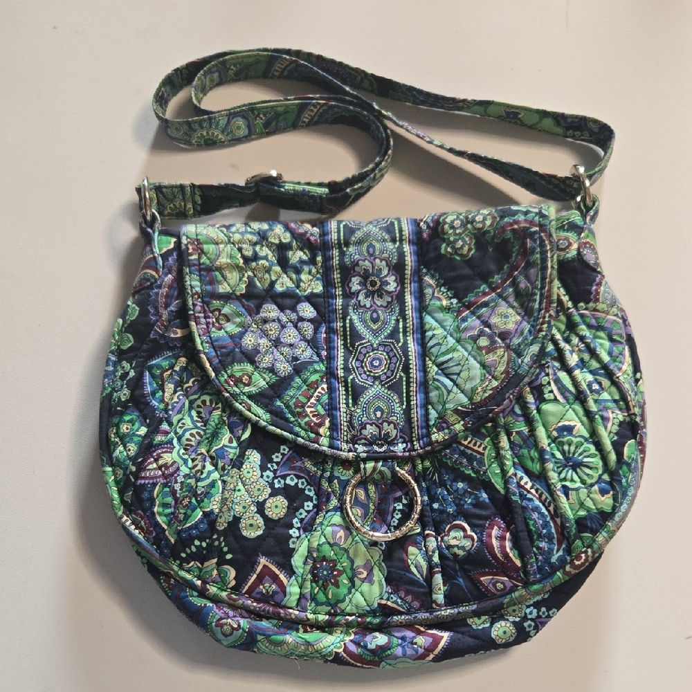 Vera Bradley Green and Blue Patterned Crossbody Bag
